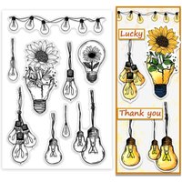 Light Bulb Clear Stamps for Card Making Flower Rubber Stamps Lamp Bulb Transparent Paper Craft Stamp Seals for DIY Scrapbooking
