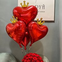 6pcs Heart-Shaped Crown Aluminum Foil Balloons Valentine's Day Heart Foil Balloons Romantic Party Decoration Festival Supplies