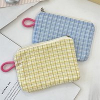 Small Plaid Travel Cosmetic Lipstick Key Card Data Cable Portable Storage Bag Girls Makeup Handbags Wallet Pouch Bags Organizer