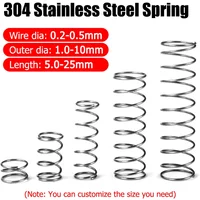 10pcs Wire Dia 0.2/0.3/0.4/0.5mm 304 Stainless Steel Compression Spring Spiral Pressure Spring Length 5-25mm Outer Dia 1-10mm