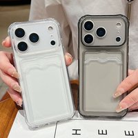 Card Slot Pocket Phone Case For iPhone 17e 17 16 15 Pro Max 14 13 Pro 12 11 16e Shockproof Transparent Silicone Soft TPU Cover