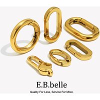 E.B.belle Round Oval Shape Buckle Pendants Waterproof Stainless Steel 18k Gold Plated For Handmade keychain Bag DIY Accessories