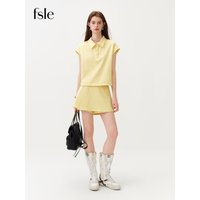 FSLE 2026 Summer Women's Short Sleeves Polo Top Culottes Set, High-Rise Split-Joint Skirt Pants for Tennis Core Athflow Style