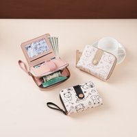 Cute Cat-Themed Wallet Stylish Short For Women Pu Leather Lightweight Id Card Holder Travel Cash Change Purse