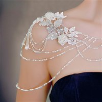 Customized Handmade Bridal Shawl Detachable Shoulder Chain Beading Wedding Party Attire Wedding Bolero Wedding Accessories