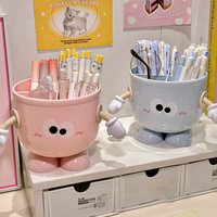 Creative Pen Holder with Hook Table Cute Stationery Storage Box Pen Holder Rack Student Children Girls Desk Organizer