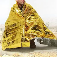 Notfall-Thermo-Poncho-Decke, leicht, faltbar, wasserabweisend, winddicht, Sonnenschutz, wiederverwendbar, für Erste-Hilfe-Camping-Matte, Pad-Abdeckung