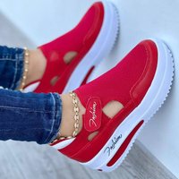 Baskets rouges femmes chaussures femme chaussures de Tennis chaussure en toile femme chaussures décontractées dames chaussures de Sport plate-forme Sneaker évider chaussures