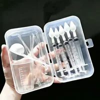 Bird Medication Feeding Kit Contains 10 feeding tubes, 5 syringes, 5 small spoons, 1 large spoon, a measuring cup and a storage