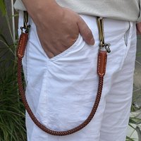 Classic Punk Style Genuine Leather Biker Keychain Jeans Chain Handmade Wallet Chain Waist Chain Men's Rock Clothing Accessories