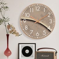 Minimalist Quartz Wall Clock ABS Frame Large Numerals 2D Curved Texture Dial Retro Design Living Room Bedroom Cafe Housewarming