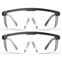 PPE 2 Pack Safety Glasses for Men and Women, Adjustable Lab Goggles, UV Protection ANSI Z87 Anti-fog Eyewear Clear Wraparound