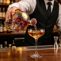 Gothic Sugar Skull Glass Decanter Bottle Tequila Whiskey Bar Home Decor Collectible Decorations