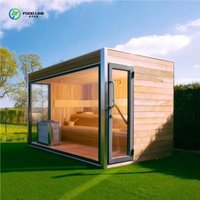 Customized Wholesale Pure Solid Hemlock Wood Modern Outdoor Sauna Room with Stove Computer Control Panel Villa Use