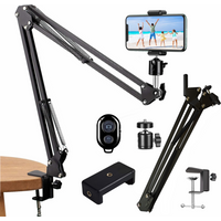 Flexible Arm Tripod For Phone Stand Table Folded Anchor 360° Rotation Online Desktop Laptop Video Live Overhead Shot Photography