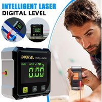 Smart Laser Digital Inclinometer Level Box 4-Side Magnetic 360° High Precision Angle Ruler For Construction Work Measuring Tools