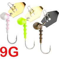 1Pc 9g Jig Heads with Composite Spinner Blades Lure Hooks Black Pit Lures Freshwater Bass Lures Fishing Tackle Accessories