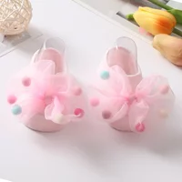 Japanese Cute Kawaii White Pink Baby Lace Bow Girls Pompoms Princess Socks Rubber Anti-slip Newborn Infant Socks Accesories