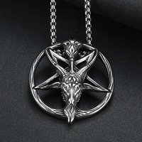 Gothic Vintage Pentagram Satanic Sheep Pendant Necklace For Men Punk Stainless Steel Biker Animal Necklaces Amulet Jewelry Gifts