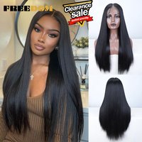 FREEDOM Synthetic Lace Front Wigs For Women 30 Inch Straight 13x7 Lace Frontal Wig Free Part Wigs Ombre Brown Copper Lace Wig