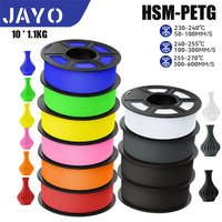 JAYO High Speed Mattes PETG, mehrere Farben, gemischt, 10 Rollen, ungiftig, blasenfrei, glatt, geeignetes Filament 175 mm für den 3D-Druck