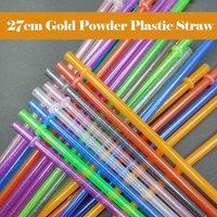 1PC Reusable Gold Powder Plastic Straw Portable Car Travel Cup Straw Car Cup Straws Cup Accessories with Cleaning Brush