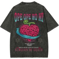 ONE PIECE Devil Fruit Print Retro Old T-shirt Casual Vacation Style Anime Style Street Short Sleeve Summer Men's Women's Tops