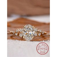 925 Sterling Silver Fashionable Shiny Round Oval Ring For Women Engagement Wedding Luxury High Quality Fine Jewely