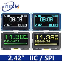 2.42 inch 2.42" OLED Display Module 128x64 LCD HD Screen Module SSD1309 7 Pin SPI/IIC I2C Serial Interface for Arduino UNO R3