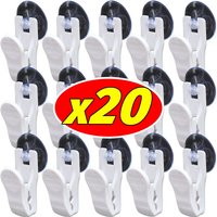 20~1pcs Car Interior Window Clip Mount White Suction Cap Clip Plastic Sucker Removable Holder for Sunshade Curtain Towel Ticket