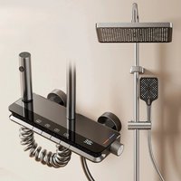【Lokaler Lagerbestand】Badezimmer-Duschset, Duschsystem, Badewannen-Mischbatterie für Warm- und Kaltwasser, Duscharmatur mit LED-Licht, digitale Armatur, Duschset