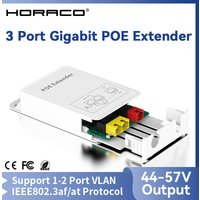 HORACO 3 Port Gigabit POE Repeater 1000M Outdoor Rainproof Network POE Extender VLAN 44-57V 30W for POE Camera Wireless AP