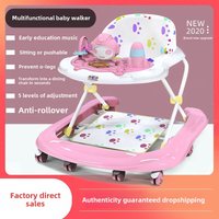 Baby Walker with Early Eductional Music Can Sit & Push Anti-Rollover 5 Levels of Adjustments
