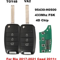 Jingyuqin Fernbedienung Auto Schlüssel Für Kia Rio 2017-2021 Rio 2017-2019 Ceed 2011-2018 Fliding Schlüssel 433MHz 4D Chip 3 tasten