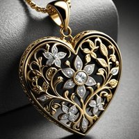 Retro Hollow Heart Pendant Necklace Made of Copper. Women's Fashionable Flower-Shaped Zircon Jewelry Necklace as a Gift.
