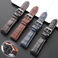 Crocodile Pattern Leather Watch Band 18mm 19mm 20mm 21mm 22mm Durable Calfskin Strap Stitching Waterproof Wristband for Omega