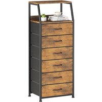 6-Drawer Chest for Bedroom, Tall Fabric Drawer with Shelves, Fabric Drawer for Entryway, Living Room, Closet Storage Drawer, Rus