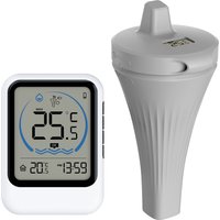 Wireless Pool Thermometer Temperature Sensor for Fish Tank Bathtub Swimming Pool with 12/24-Hour Time Format Record