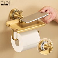 Antique Brass Toilet Paper Holder Wall Mount Brushed Gold Toilet Tissue Holder with Cell Phone Storage, Antique Bronze EL86W