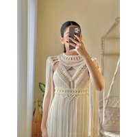 Beachapche Beachapche Best Selling Women White Sexy Tassels Long Dress Celebrate Nightclub Dress Beach Vacation Party Dress