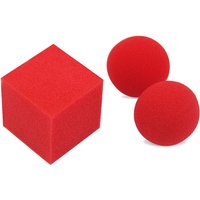 Red Balls To Square (1set=1pc square + 2pcs ball) Magic Tricks Close Up Sponge Magia Appear Vanish Magie Illusions Gimmick Props