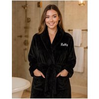 Personalized Embroidered Long Plush Bathrobe Fleece Robe Monogrammed Bathrobe Unisex Ideal for Anniversaries Mother’s Day Yours