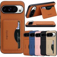 Anti-Fall Leather Case Cards Bag Kickstand Wallet Case For Google Pixel 10 10Pro 10a 9 9Pro 9a Pro XL ProXL Phone Cover