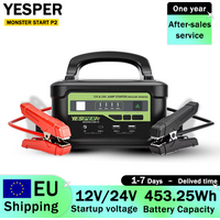 YESPER MONSTER START P2 – przenośny zestaw do awaryjnego uruchamiania silnika (12 V/24 V, 453,25 Wh, 122500 mAh) – wyposażony w lampę LED z trzema trybami świecenia; przeznaczony do samochodów