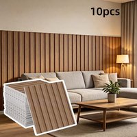 10pcs Glossy Surface Wood Grain Wallpaper Home Decoration Stripe Texture Self-adhesive Foam Wall Stickers Plates Renovation Cove
