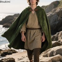Velvet Cloak with Hood Renaissance Medieval Hooded Cloak for Adult Halloween Hood Cape with Metal Loop Clasp Cosplay Costumes