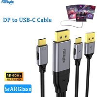 4K60Hz DP Cable to TypeC with PD Displayport to C USB Adapter for Nreal Xreal RayNeo Huawei ARGlass Touchable Monitor to USB