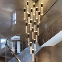 LED Home Decora Crystal Chandelier Luxury Living Room Stair Pendant Lamps Villa Dining Room Lighting Interior Ceiling Chandelier