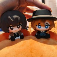 Nakahara Chuuya Dazai Osamu Q Version Figure Model Cosplay Cartoon Figurine Sitting Posture Display Decor Standing Birthday Gift