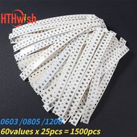 1500pcs 603 0805 1206 0R~10M SMD Film Resistor Accuracy 1% 60 Values*25pcs SMD Chip Resistor DIY Assorted Set of Resistors Kit 0
